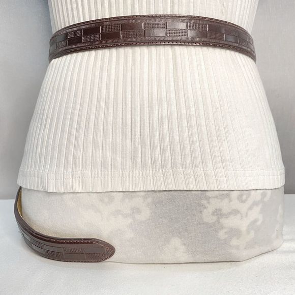 Mens Belt Xl Waist Brown Textured Pattern Genuine Leather - Picture 4 of 11